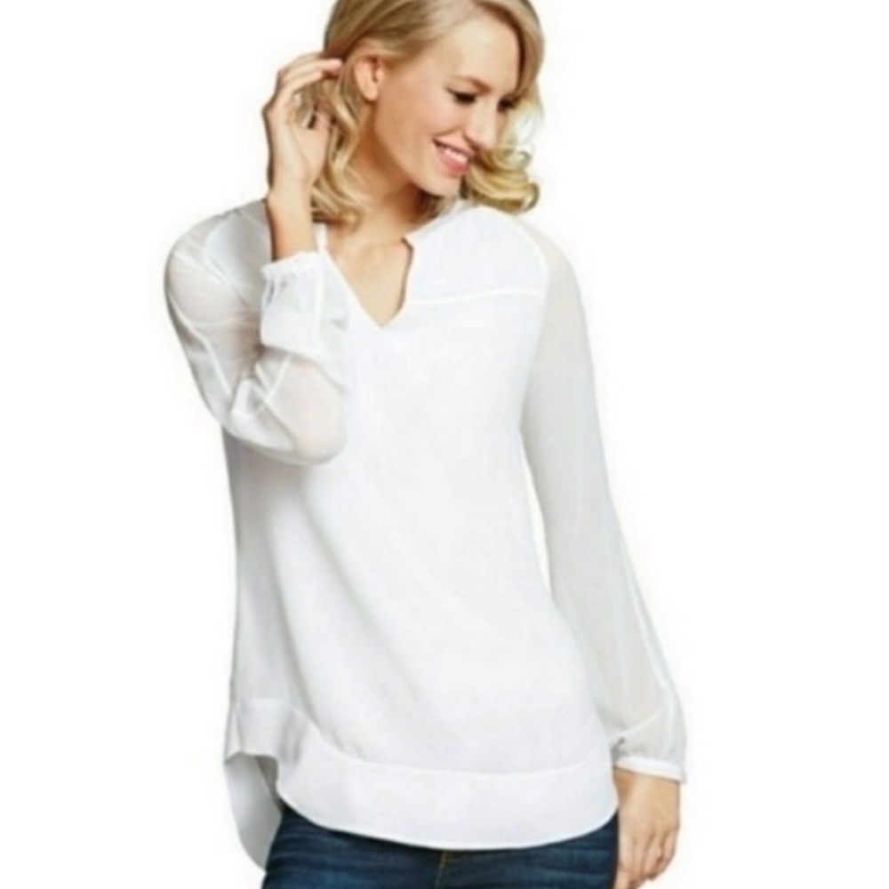 CAbi 118 Allure Sheer Sleeve Blouse Xs Preowned